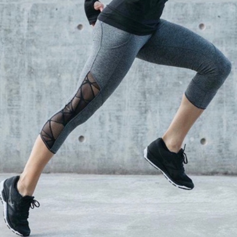 Lululemon crop leggings with mesh detail